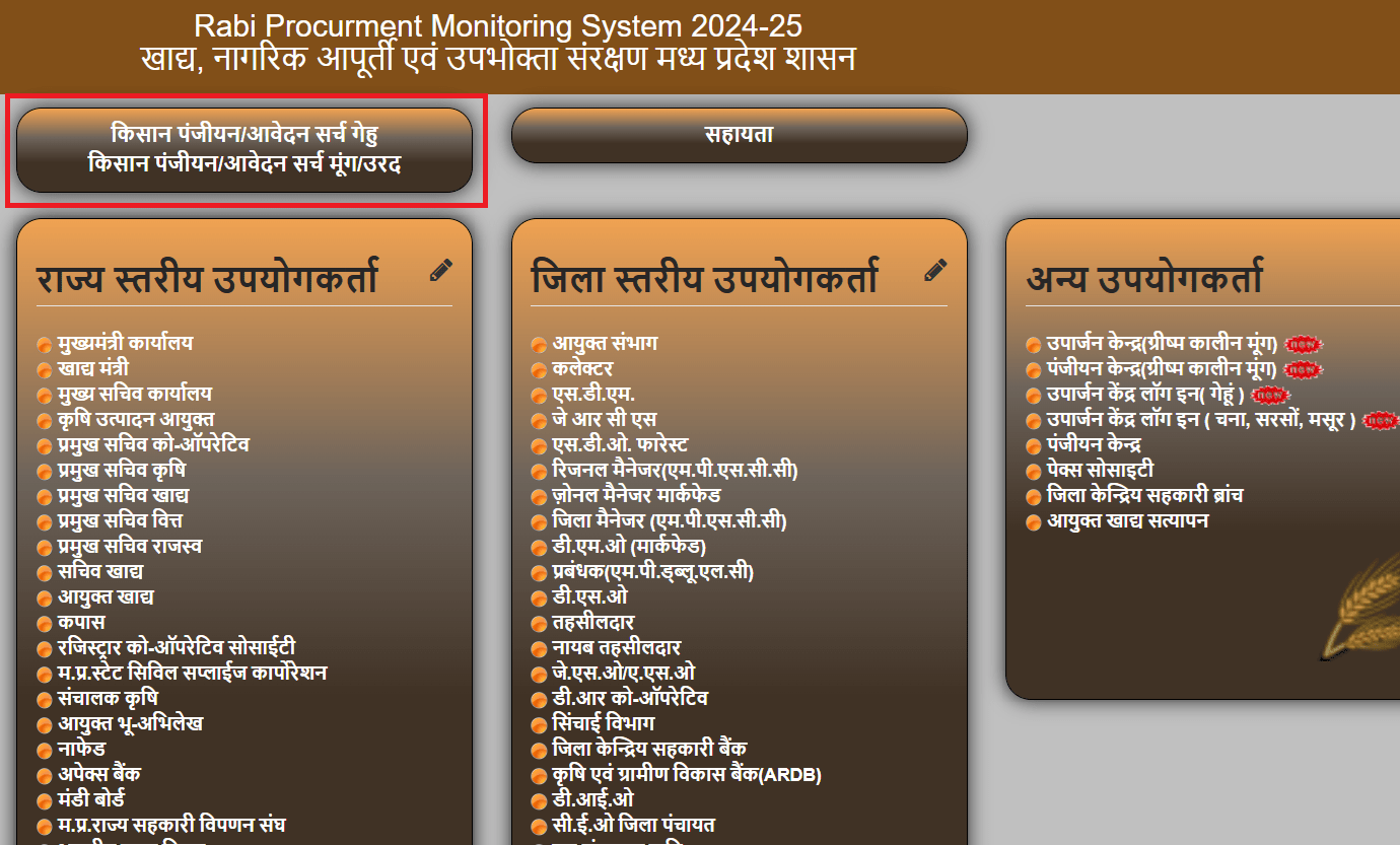 MP Rabi Procurement Monitoring System 2024-25