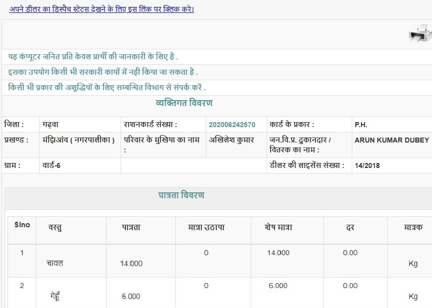 Aahar Jharkhand Gov In Transaction List