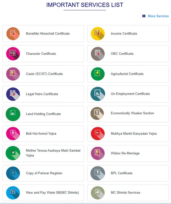 edistrict HP Portal Services List