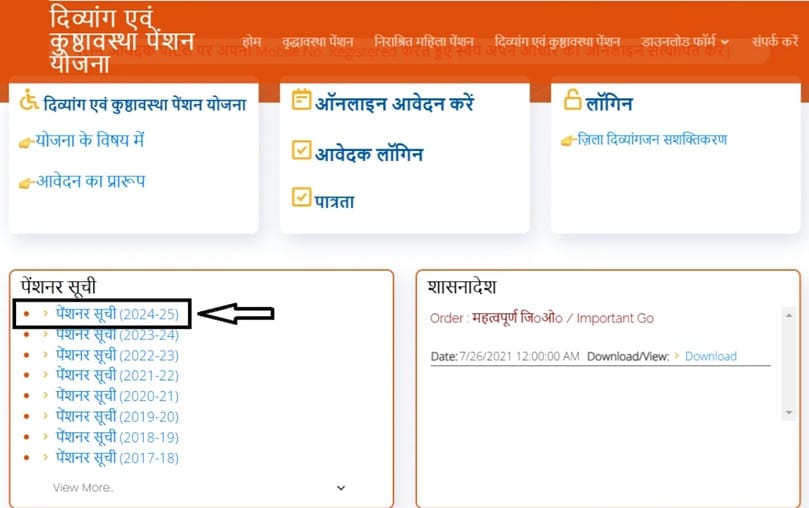 Link to Check SSPY UP Viklang Pensioners List 2024-25