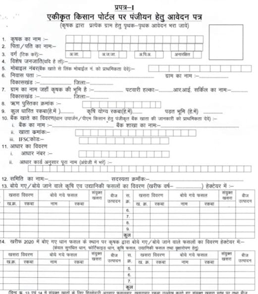 CG Krishak Unnati Yojana Application Form PDF Download