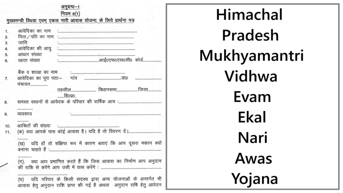 HP Mukhyamantri Vidhwa Evam Ekal Nari Awas Yojana Details