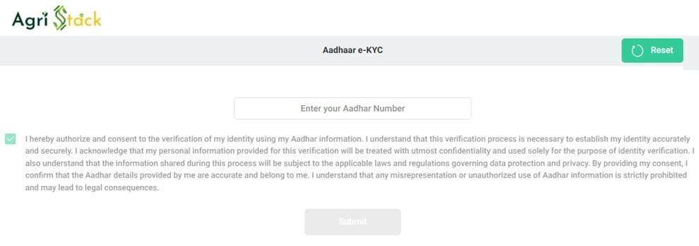 Agristack Maharashtra Farmer ekyc Aadhar