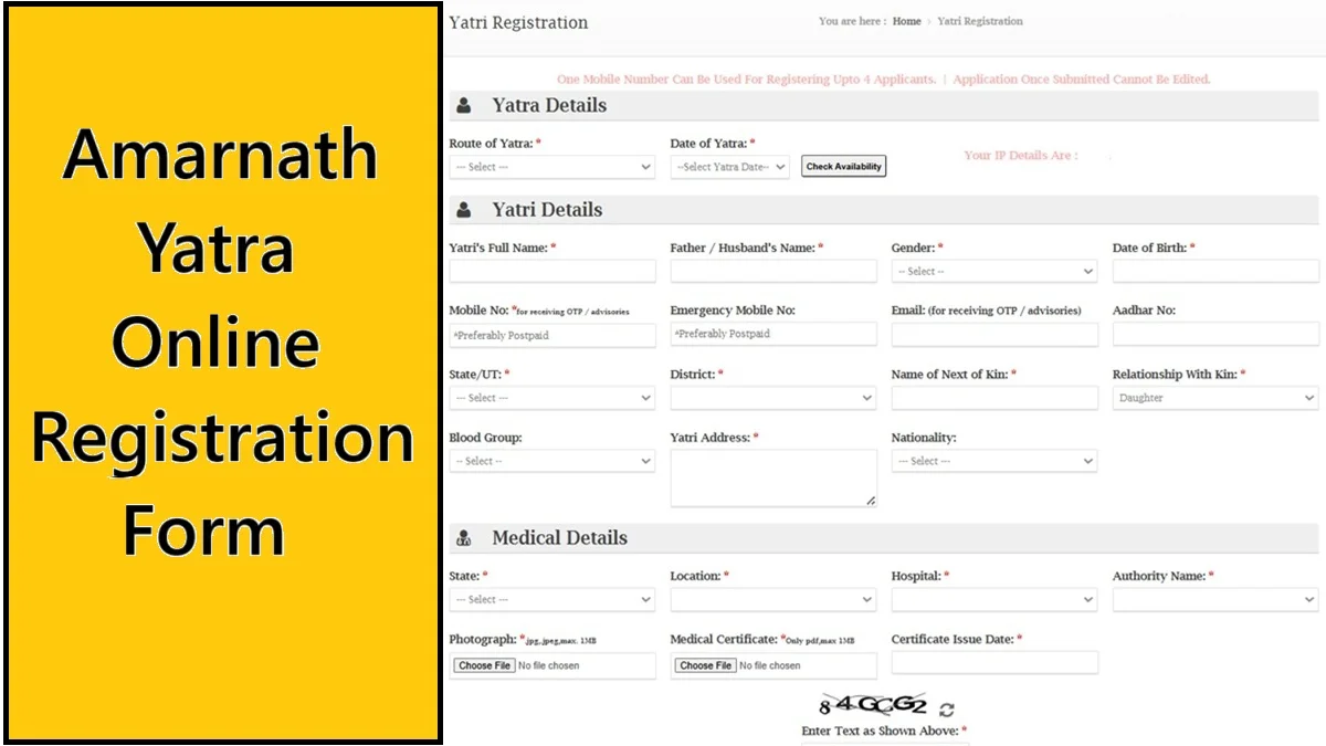 Amarnath Yatra Registration Online
