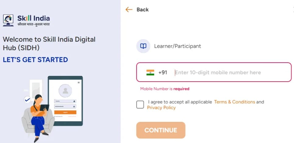 Skill India Digital Hub Portal Registration as Learner