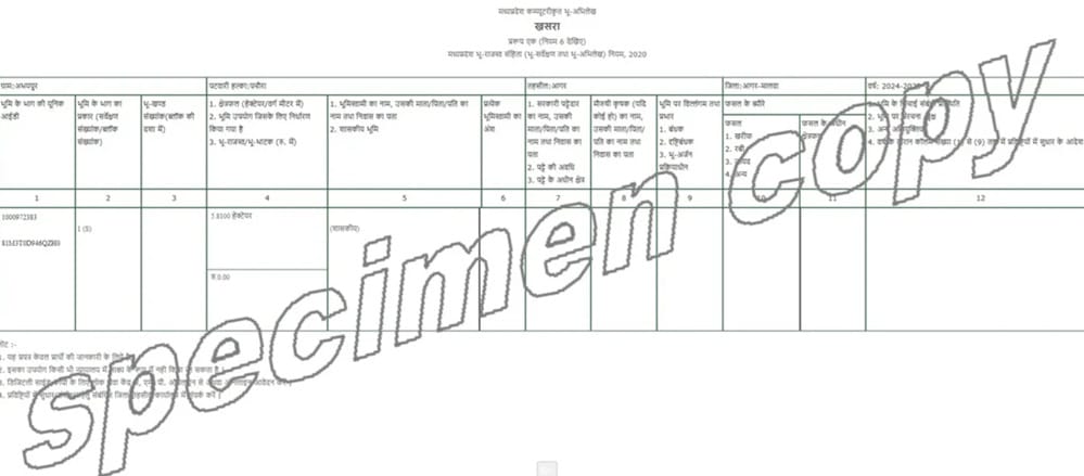 Download mpbhulekh Khasra Khatauni Ki Nakal